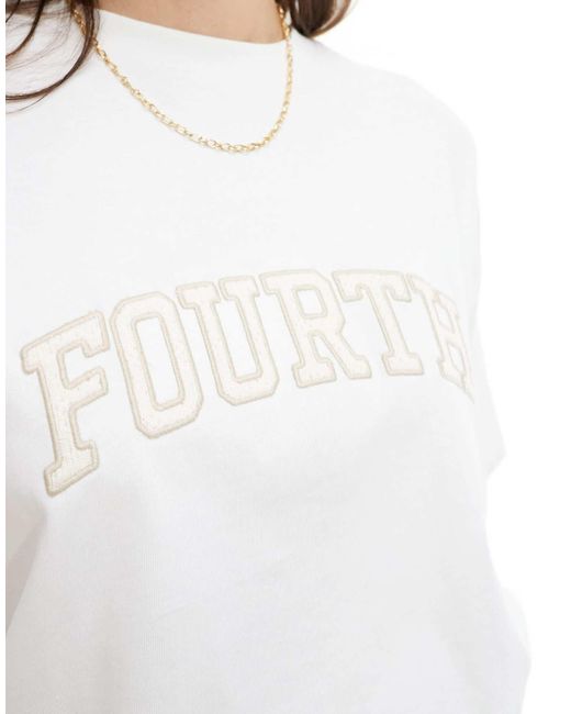 4th & Reckless White Crochet Logo Oversized T-shirt