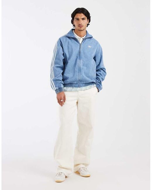 Adidas Originals Blue Denim Firebird Track Top for men