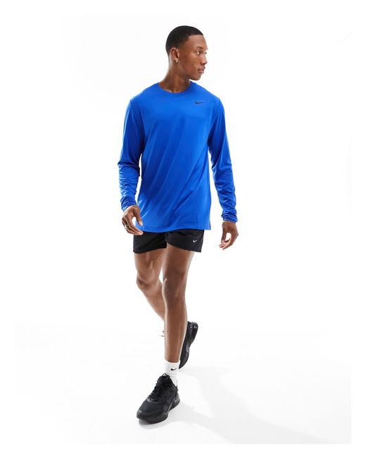 T-shirt dri-fit à manches longues avec logo virgule sur la poitrine Nike pour homme en coloris Blue