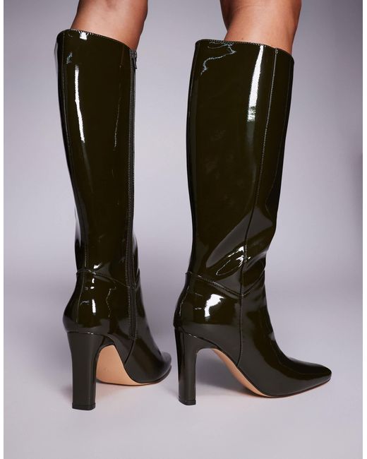 Public Desire Black Public Desire Pose Wide Fit Heeled Knee Boots