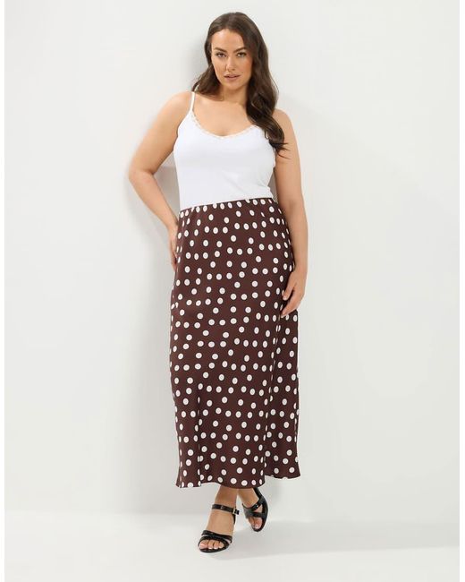 Yours Clothing Red Polka Dot Maxi Satin Skirt
