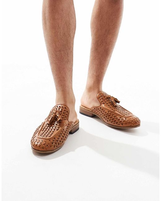 ASOS White Mule Weave Loafers for men