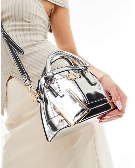 River Island Gray Metallic Mini Bag