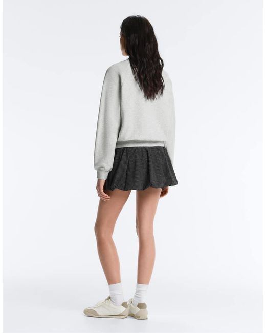 Oysho White Compressive Checked Balloon Skirt