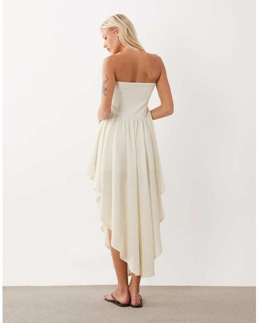 ASOS Natural Textured Midi Dress With High Low Hem