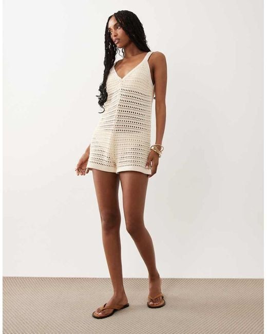 Miss Selfridge Natural Crochet Knit Romper