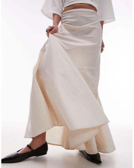 Falda larga blanco escalonada con diseño desigual TOPSHOP de color White