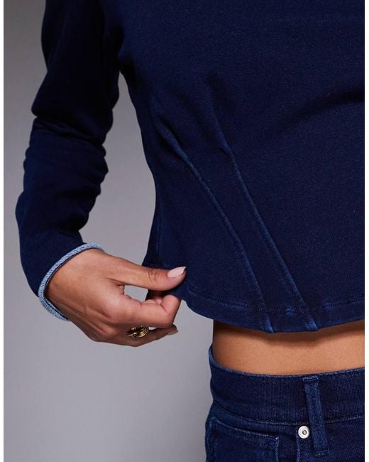 GOOD AMERICAN Blue Jeanius Corset Hoodie