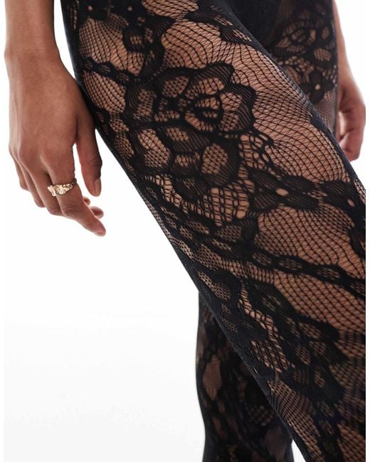 New Look Black – strumpfhose aus geblümter spitze