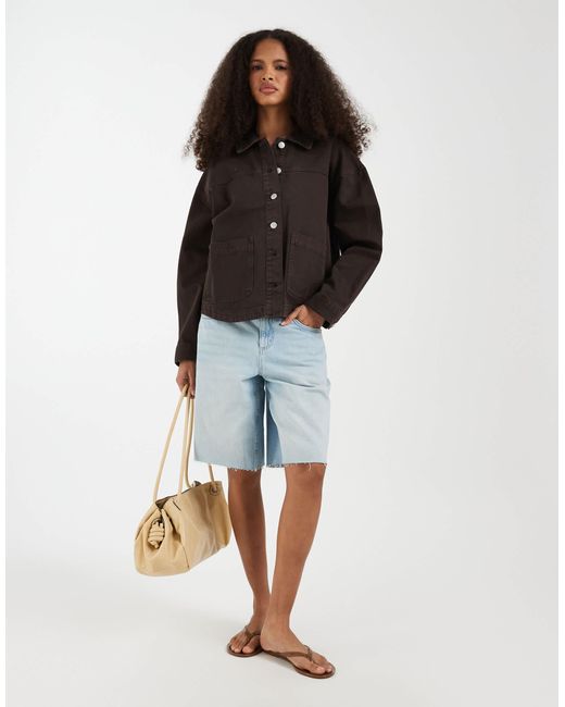 Vero Moda Black Denim Shacket With Front Pockets