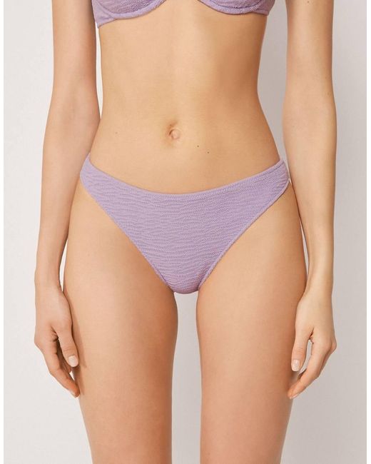 Calzedonia Purple Bikini Bottoms Crinkle Waves