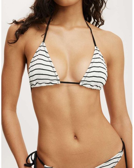 Cotton On Natural Sunspun Micro Knit Slider Triangle Bikini Top