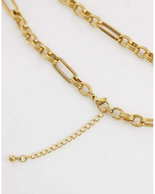 ASOS Metallic Asos Design Curve Waterproof Stainless Steel Mixed Link Necklace