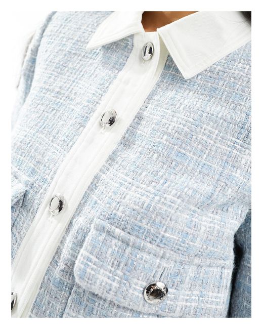 Veste d'ensemble en tissu bouclé - blanc et bleu Morgan en coloris White