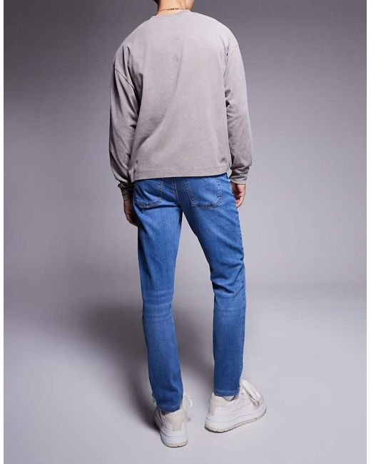 Vaqueros Azul Medio De Corte Slim De River Island de hombre de color Blue