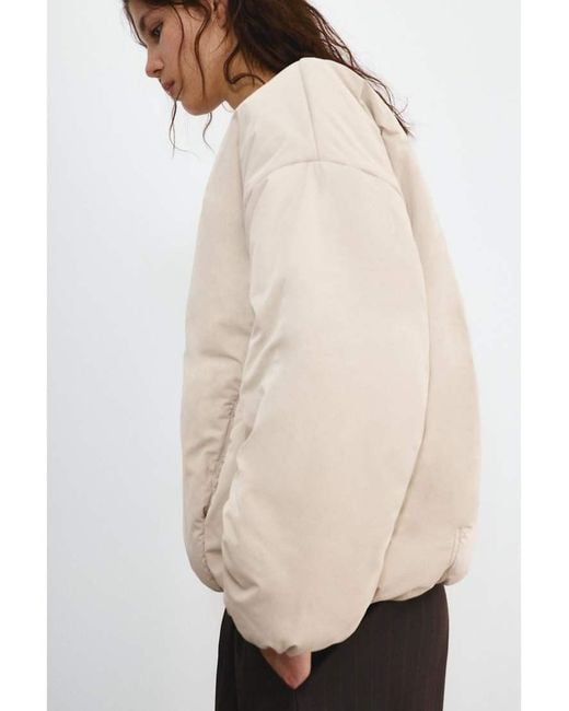 Pull&Bear Natural Padded Bomber Jacket With Volume