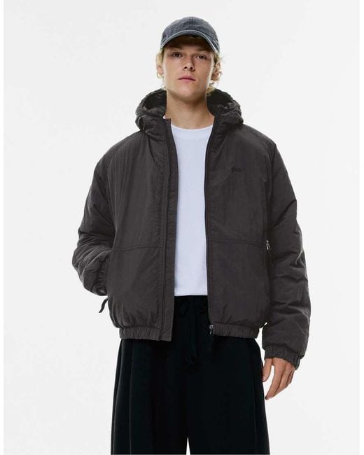 Pull&Bear Black Stwd Ripstop Raincoat for men