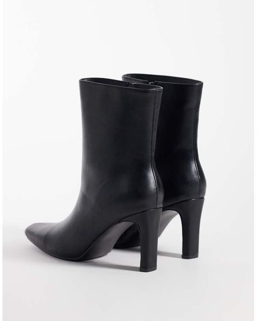 Public Desire Black Pixar Heeled High Ankle Boots With Chisel Toe