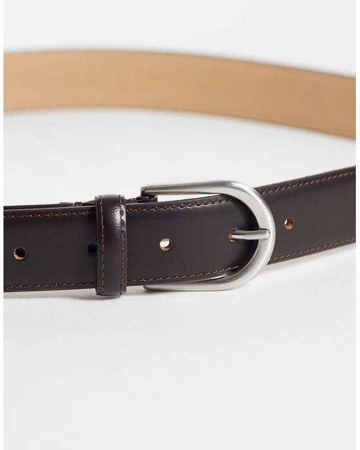 SELECTED White 100% Leather Belt for men