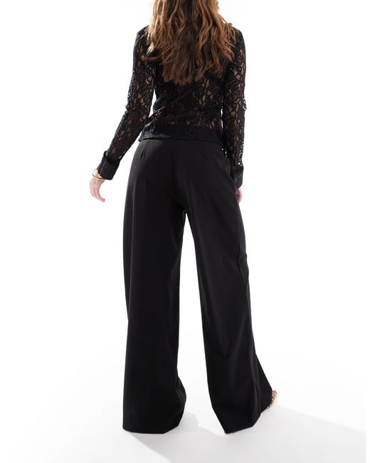 ASOS Blue Tailored High Waisted Wide Leg Trouser With Trims