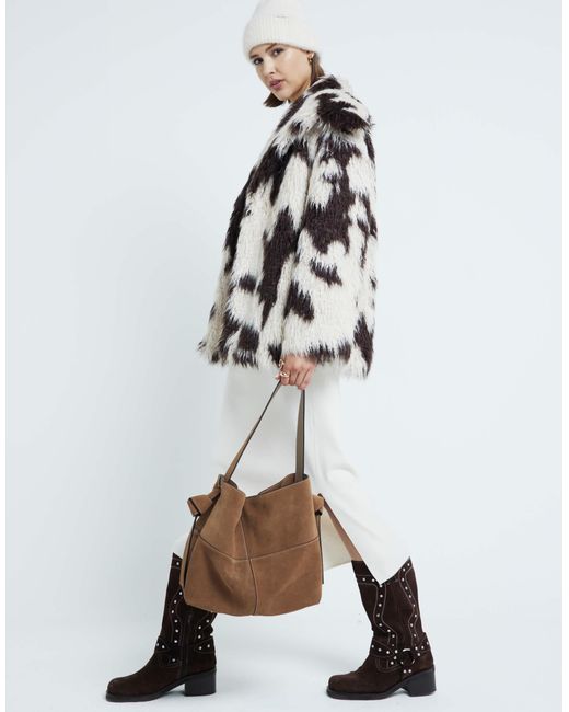 River Island Gray – mantel aus kunstpelz mit kuhfellmuster