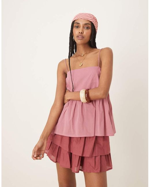 Gonna Bordeaux A Ruota di ASOS in Pink