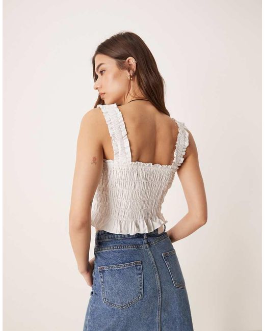 Glamorous Blue Shirred Crop Top