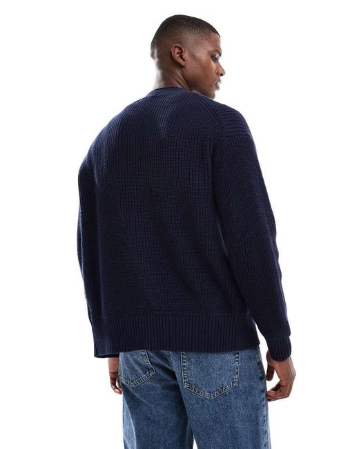 New Look Blue Fisherman Cardigan for men
