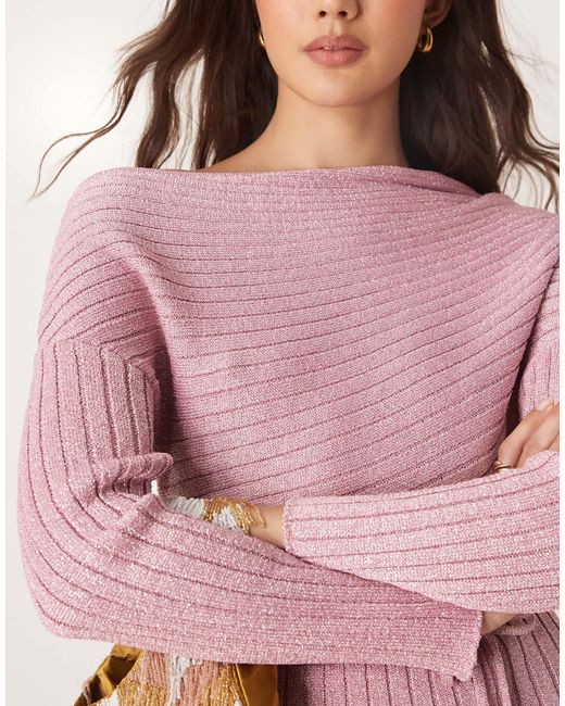 Never Fully Dressed Pink Off Shoulder Knitted Maxi Dress