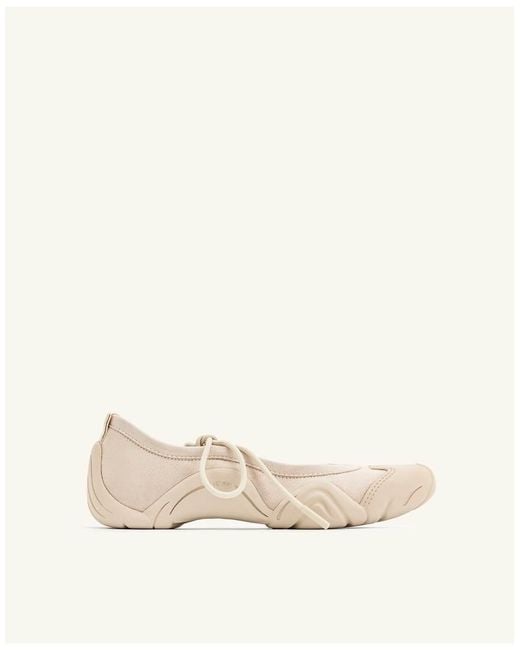 JW PEI Natural Caitlin Lace Up Ballet Flats