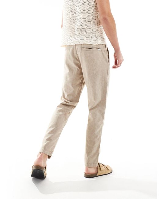 Hollister Natural Pull On Linen Blend Trousers for men