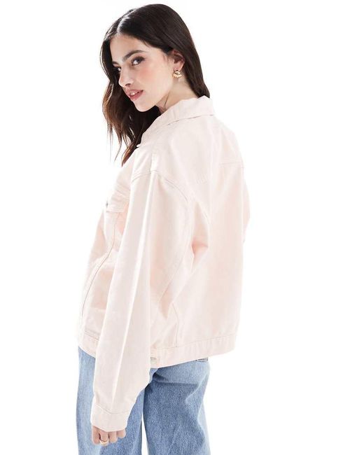 Giacca Di Jeans Slavato Stile Western di ASOS in Pink