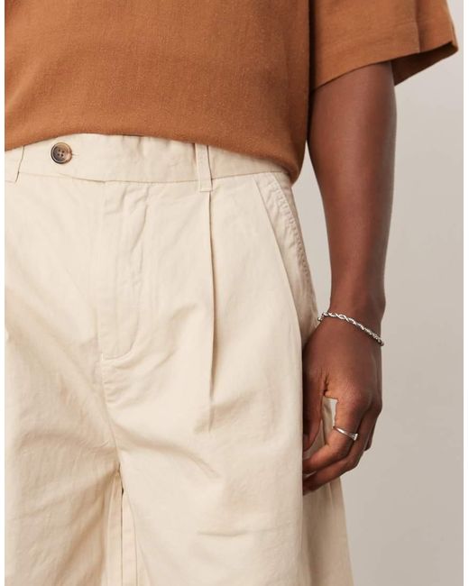 SELECTED Chinoshorts Met Plooien in het Natural voor heren
