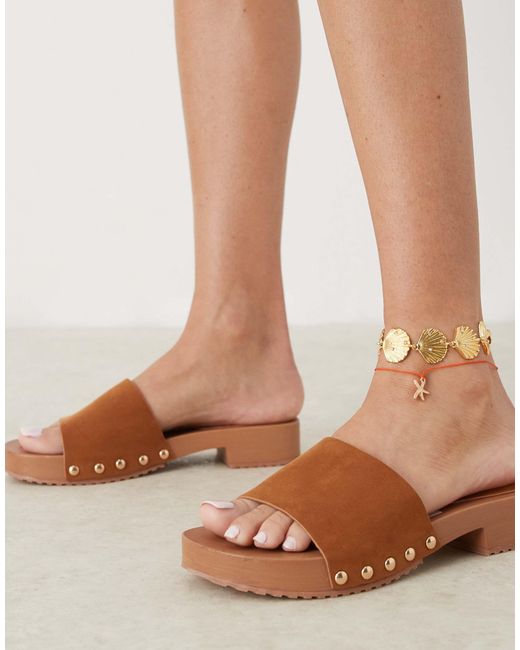 ASOS Brown Favorite Suedette Clog Mules
