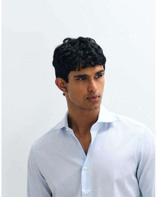Mango Blue 100% Cotton Smart Shirt for men