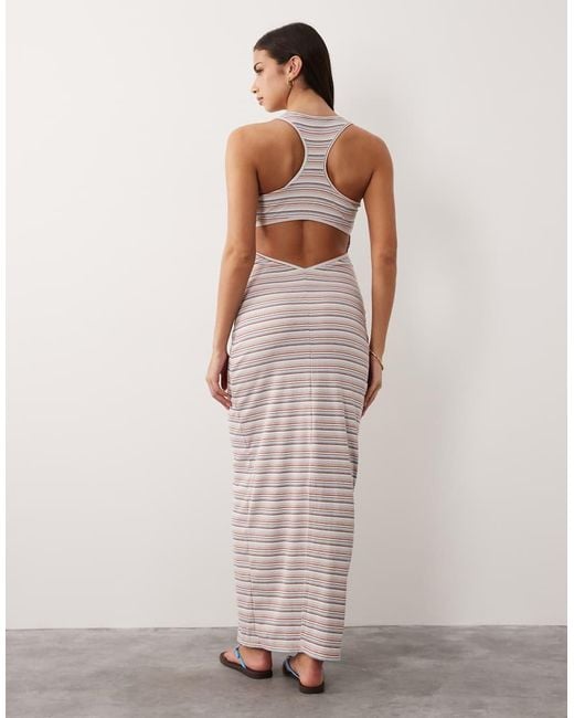 South Beach Natural Stripe Jersey Maxi Dress