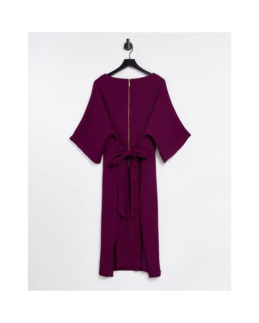 Vestito longuette a coste color prugna di Closet London Plus in Viola | Lyst