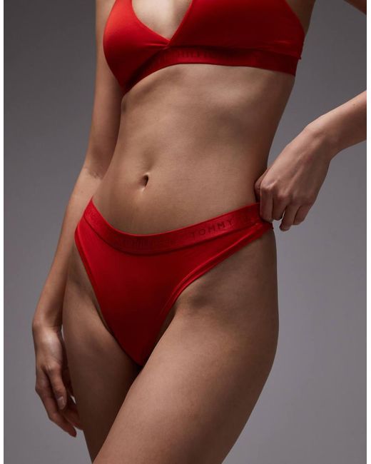 Tommy Hilfiger Red Modern Logo Thong