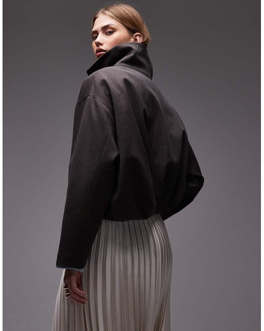 ASOS Black Drape Back Funnel Jacket