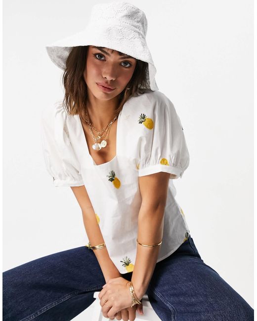 ASOS White Broderie Fisherman Bucket Hat