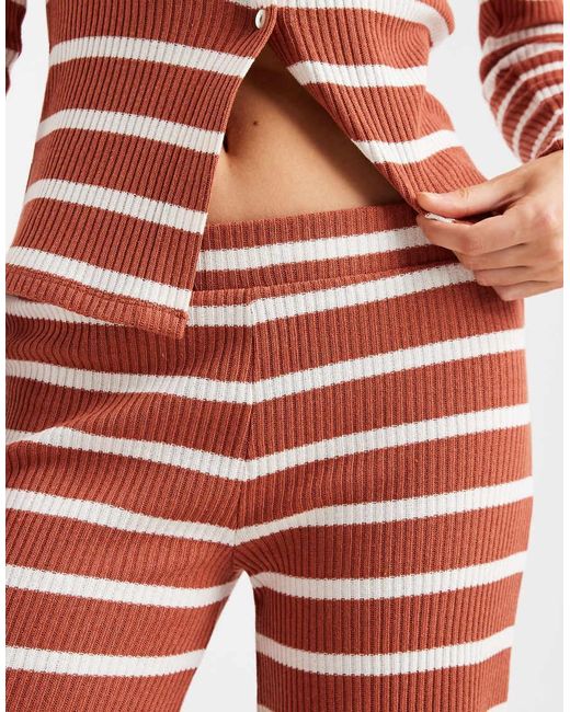 ASOS Red Ribbed Straight Leg Pants
