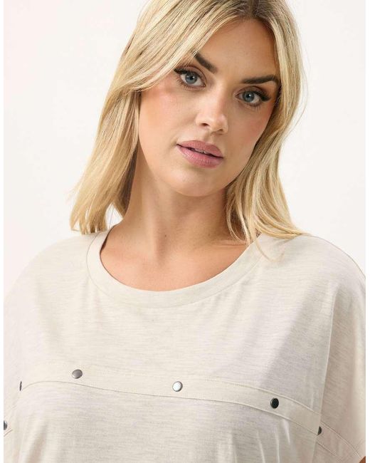 Yours Clothing White Stud Grown On Sleeve T-Shirt