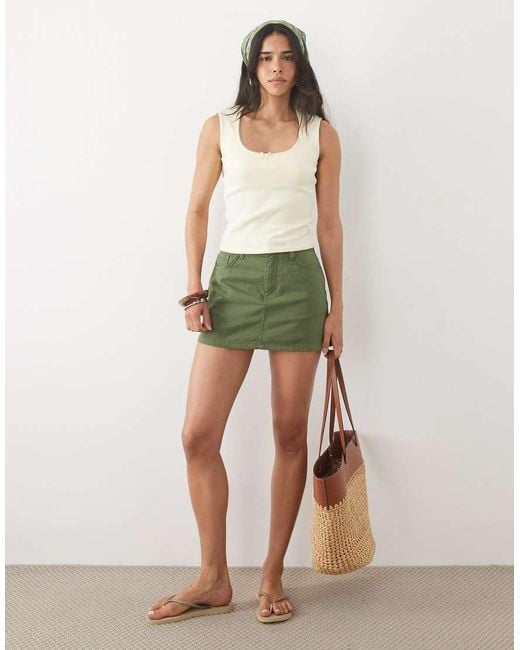 Miss Selfridge Green Denim Mini Skort