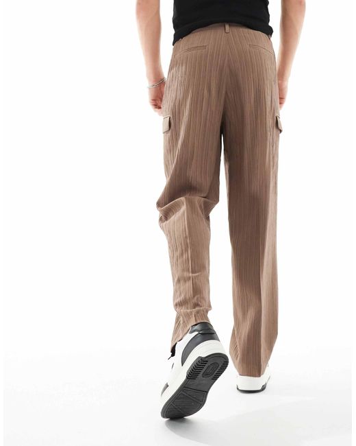 ASOS – elegante, strukturierte cargohose in Brown für Herren