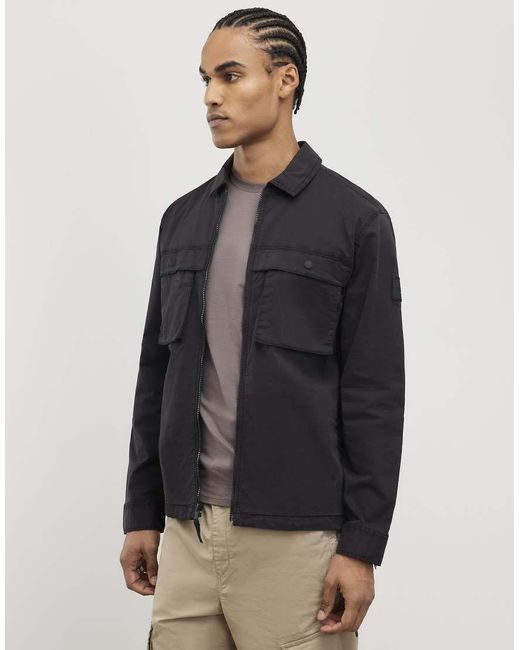 River Island Black Regular Fit Zipped Overshirt for men
