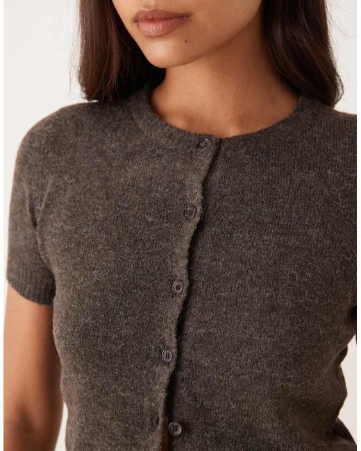 Glamorous Brown Short Sleeve Cardigan