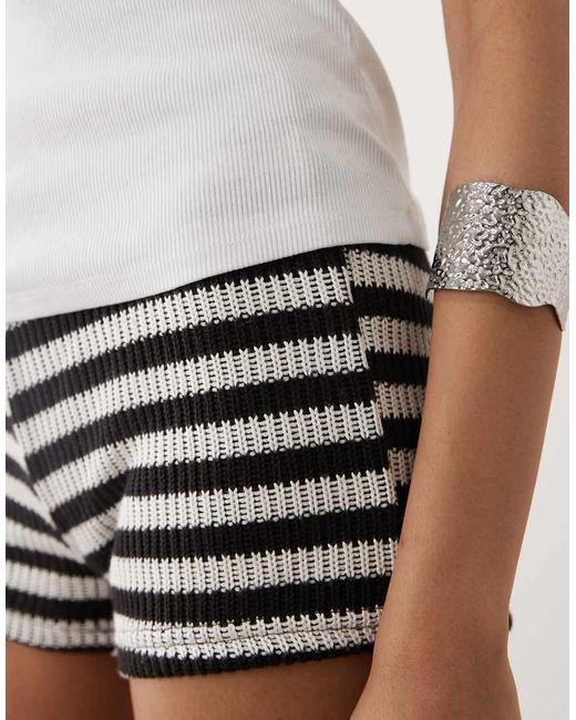 Motel Natural Nikaya Knit Stripe Shorts