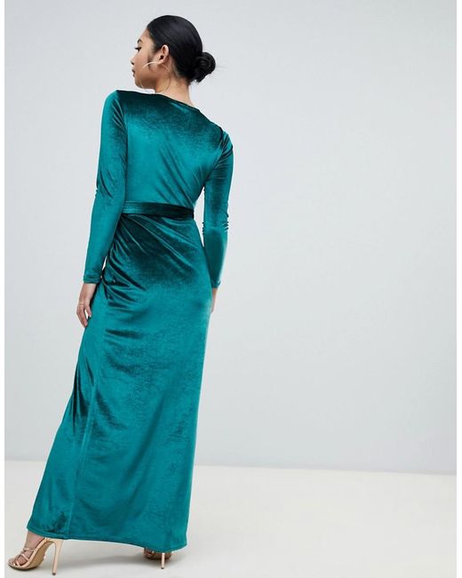Petite Velvet Wrap Maxi Dress 