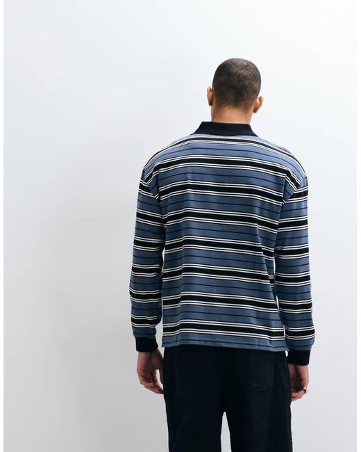 Carhartt Blue Devitt Long Sleeve Rugby Shirt for men