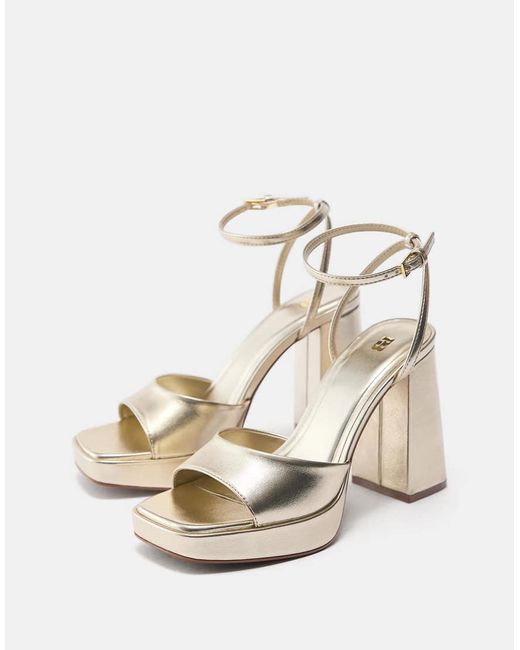 Pull&Bear White Block Heel Sandals